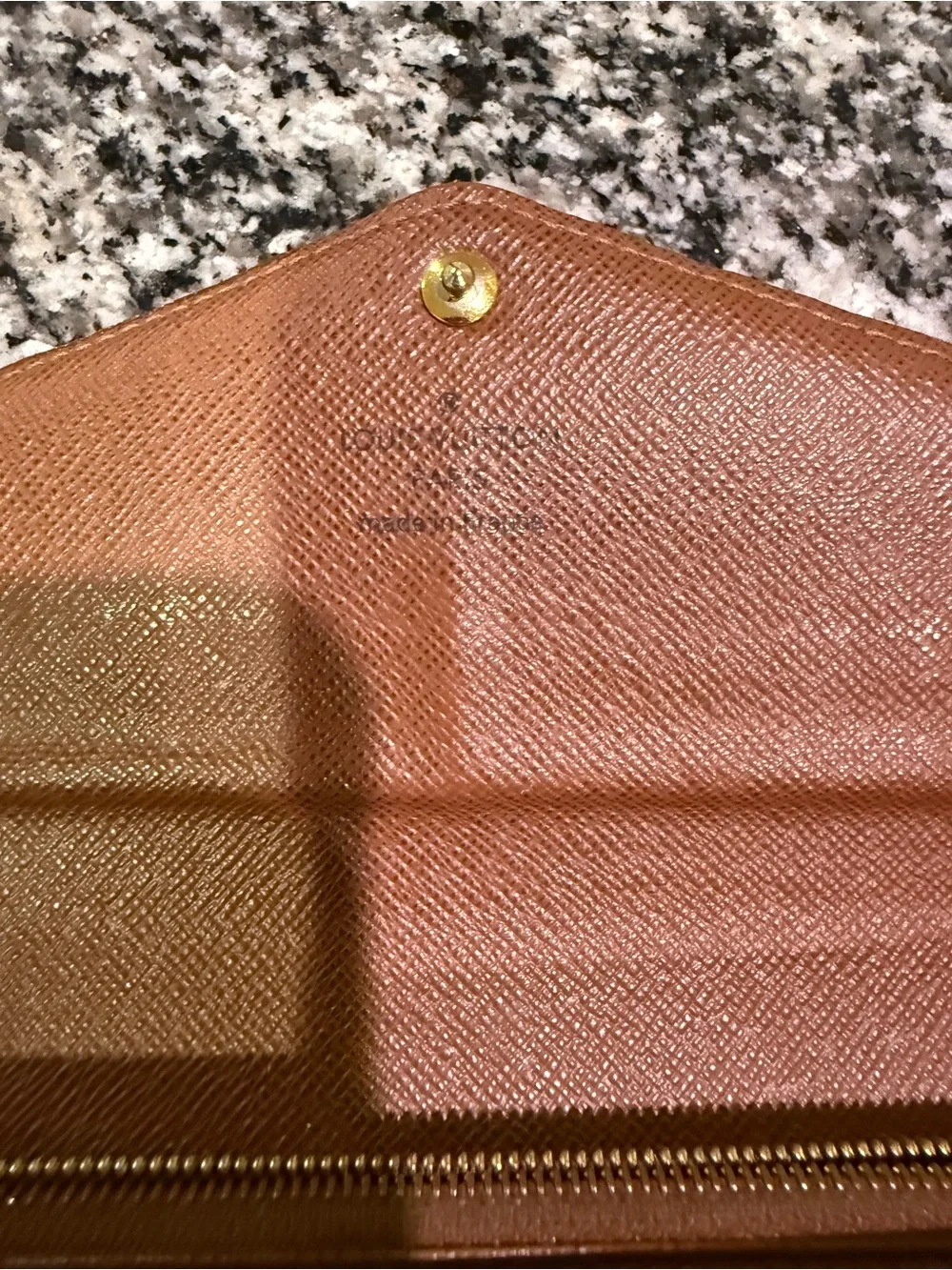 Authentic Louis Vuitton Monogram Canvas Envelope Wallet in Brown and Gold